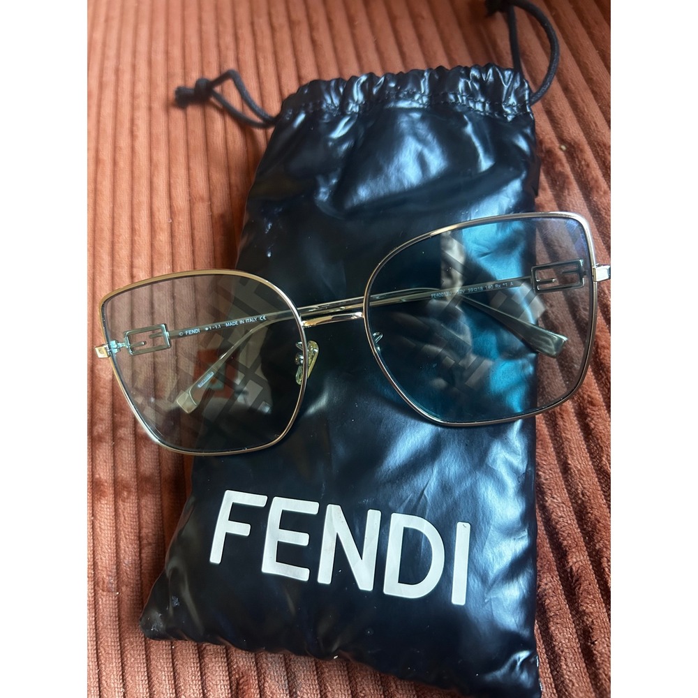 Fendi FF40013U Gold Square Sunglasses Brown Gradient FF Monogram Logo Italy - Picture 3 of 9
